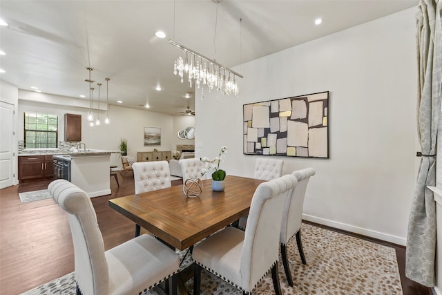 5204 Maxie St, Houston, TX 77007 - dining space featuring wood finished floors, recessed lighting, and ceiling fan