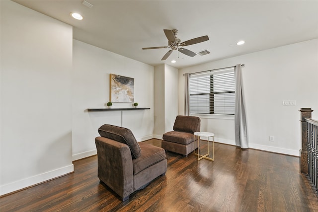 5204 Maxie St, Houston, TX 77007 - sitting room with a ceiling fan, wood finished floors, and recessed lighting