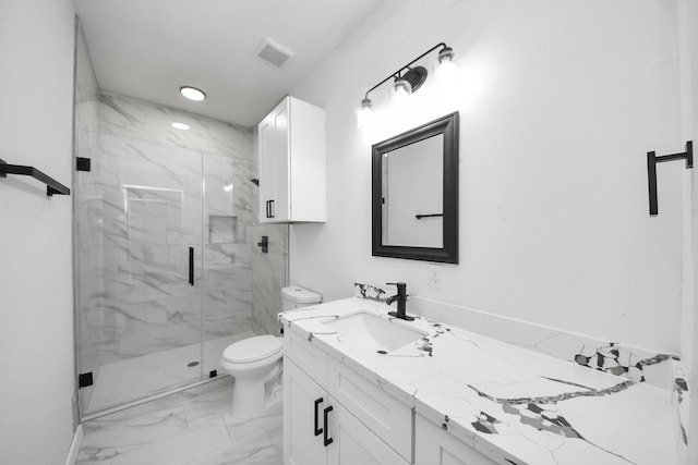 8023 Brandon St, Houston, TX 77051 - full bath featuring marble look tiles, vanity, and a marble finish shower
