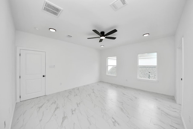 8023 Brandon St, Houston, TX 77051 - unfurnished room featuring marble finish flooring, ceiling fan, recessed lighting, and a smoke detector