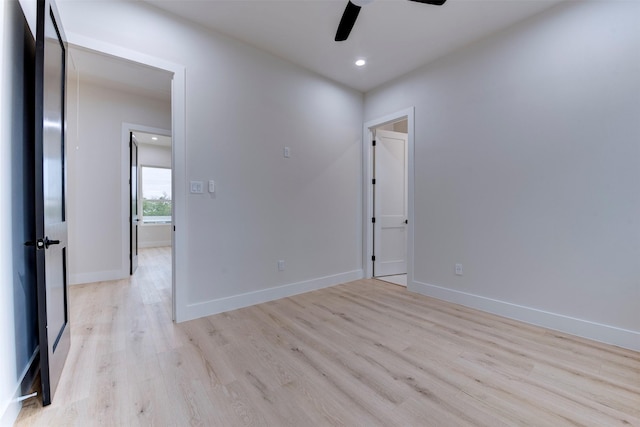 1306 Evelyn St, Houston, TX 77009 - unfurnished room with light wood-style floors, ceiling fan, and recessed lighting