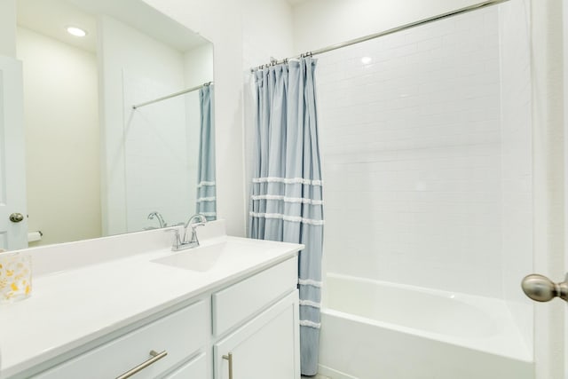 541 Green Meadows Dr, West Columbia, TX 77486 - full bathroom with shower / bath combo with shower curtain, vanity, and recessed lighting