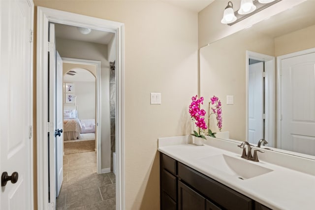 10002 Mahaffey Rd, Tomball, TX 77375 - bathroom with vanity and tile patterned flooring