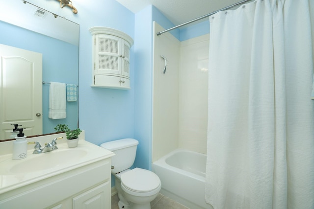 17430 Autumn Oak Way, Spring, TX 77379 - bathroom with vanity, shower / tub combo with curtain, and tile patterned flooring