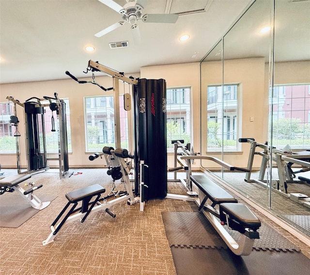 2400 Mccue Rd Unit 345, Houston, TX 77056 - workout area with plenty of natural light, recessed lighting, and carpet flooring