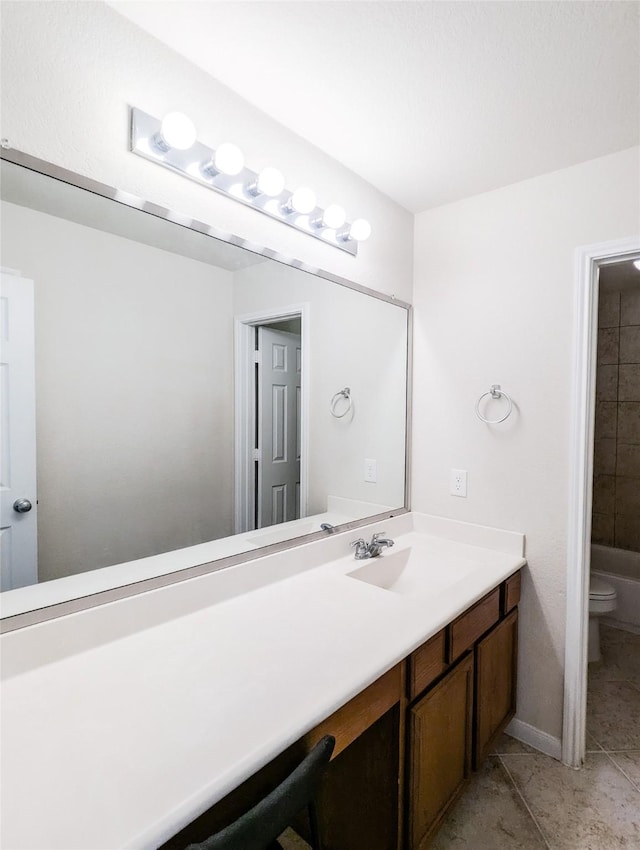 7206 Sunburst Meadow Dr, Houston, TX 77083 - bathroom featuring vanity, tile patterned flooring, a bathtub, and a shower
