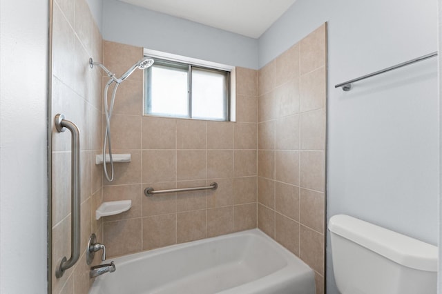 9310 Carvel Ln, Houston, TX 77036 - full bathroom featuring toilet and washtub / shower combination