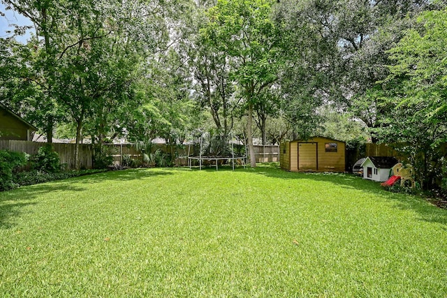 2563 Buffalo Trl, Sugar Land, TX 77479 - fenced backyard with a trampoline and a shed