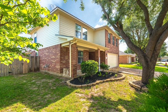 17203 Morning Blossom Pl, Houston, TX 77084 - view of front facade with brick siding, an attached garage, and concrete driveway