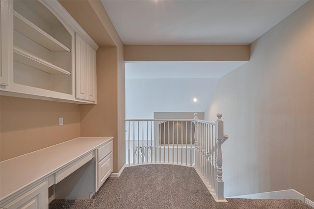 3415 Monarch Meadow Ln, Pearland, TX 77581 - corridor with carpet floors, a desk, and an upstairs landing