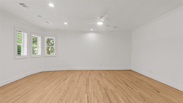 5010 Redstart St, Houston, TX 77035 - unfurnished room featuring crown molding, light wood-type flooring, recessed lighting, and ceiling fan