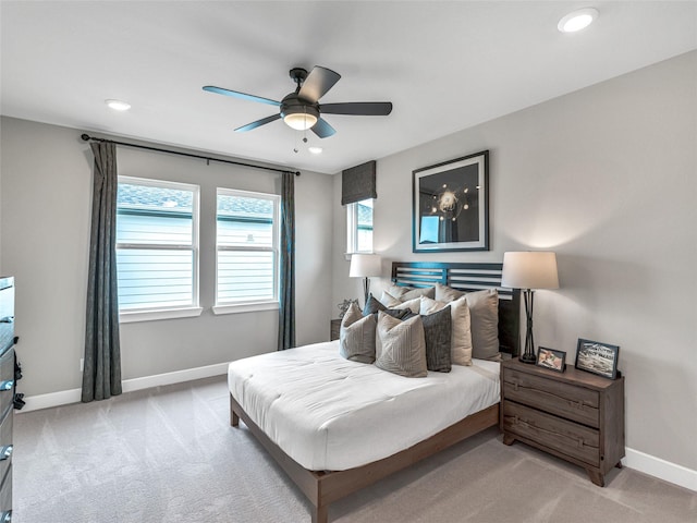 21738 Emerton Crescent Way, Cypress, TX 77433 - bedroom with light colored carpet, recessed lighting, and ceiling fan