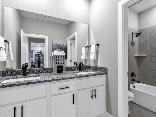 21738 Emerton Crescent Way, Cypress, TX 77433 - full bath with double vanity, shower / tub combination, and tile patterned flooring