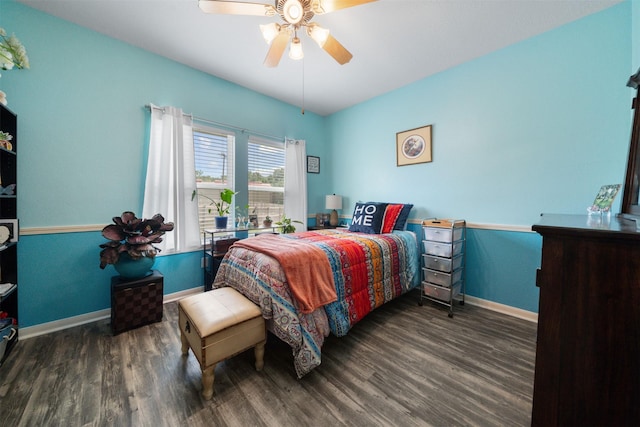210 Southwood Cir, Baytown, TX 77520 - bedroom with wood finished floors and ceiling fan