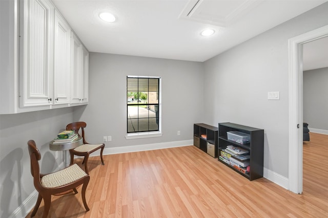 18120 County Road 127, Pearland, TX 77581 - living area featuring recessed lighting, light wood-style flooring, and attic access
