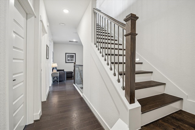 3116 Somerset Levens Ln, Houston, TX 77055 - staircase with wood finished floors and recessed lighting