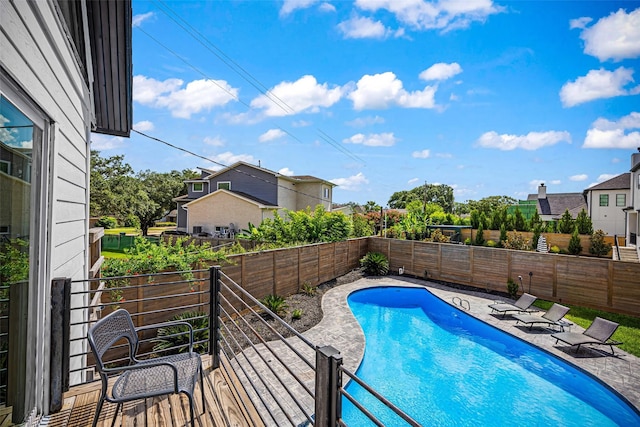 5122 Glenmeadow Dr, Houston, TX 77096 - view of swimming pool with a patio and a fenced backyard