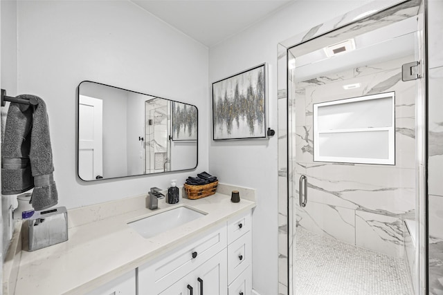 5122 Glenmeadow Dr, Houston, TX 77096 - bathroom with vanity and a marble finish shower