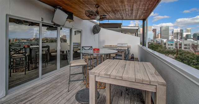 427 Tuam St Unit B, Houston, TX 77006 - balcony featuring ceiling fan, area for grilling, and outdoor dining area