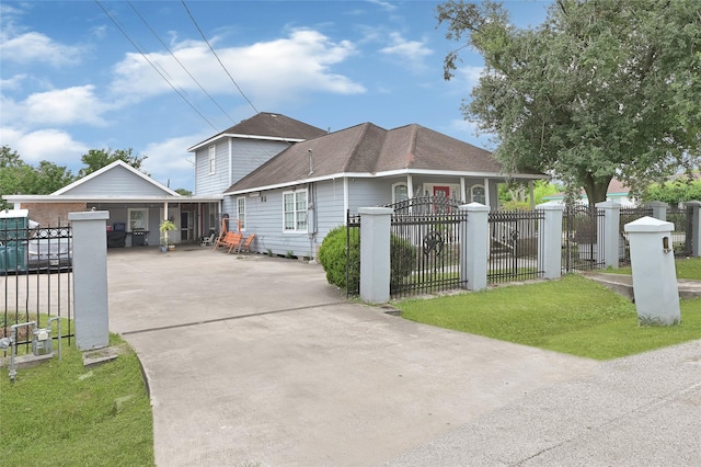 1802 Kowis St, Houston, TX 77093 - view of front facade featuring concrete driveway, a fenced front yard, and roof with shingles