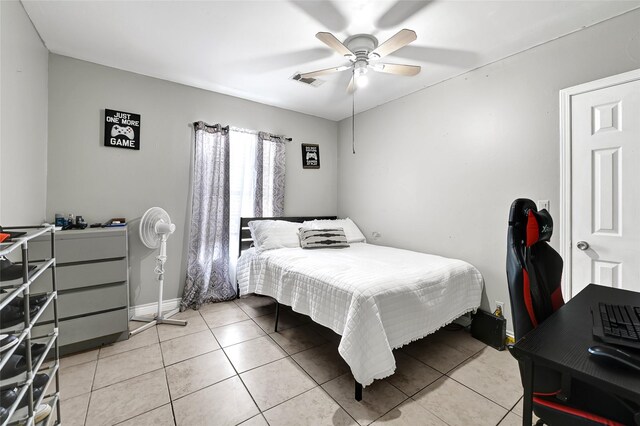 1802 Kowis St, Houston, TX 77093 - bedroom featuring light tile patterned floors and a ceiling fan