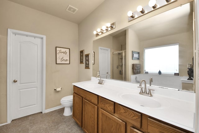 3811 Rosalind Ln, Houston, TX 77053 - bathroom with a shower stall and double vanity