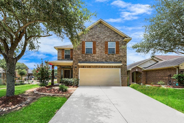 3811 Rosalind Ln, Houston, TX 77053 - traditional home featuring driveway, an attached garage, brick siding, and a front yard