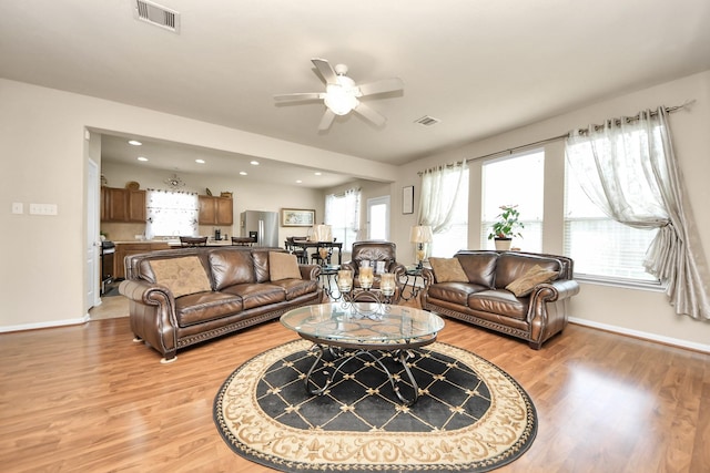 3811 Rosalind Ln, Houston, TX 77053 - living area with ceiling fan, light wood-style flooring, and recessed lighting
