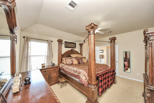 3811 Rosalind Ln, Houston, TX 77053 - bedroom featuring lofted ceiling, ceiling fan, and light carpet