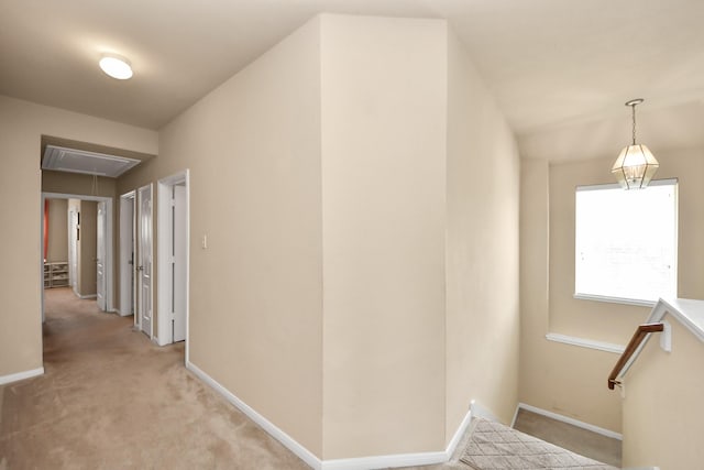 3811 Rosalind Ln, Houston, TX 77053 - corridor featuring attic access and light carpet