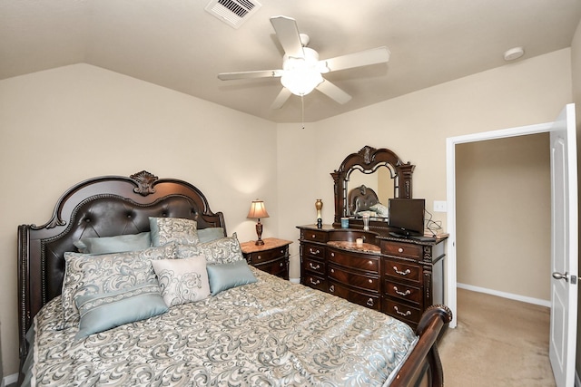 3811 Rosalind Ln, Houston, TX 77053 - bedroom with light carpet, a ceiling fan, and vaulted ceiling