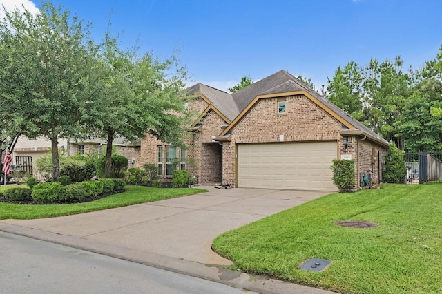 166 Hearthshire Cir, Magnolia, TX 77354 - view of front of property featuring brick siding, an attached garage, and concrete driveway