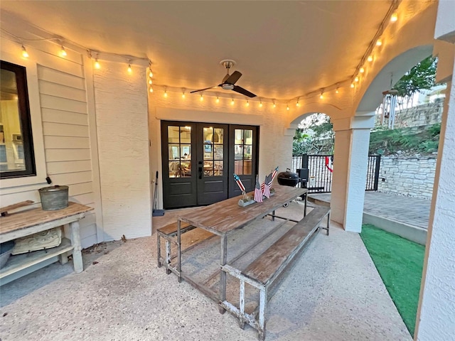 1234 Challenger, Lakeway, TX 78734 - view of patio / terrace with french doors and ceiling fan