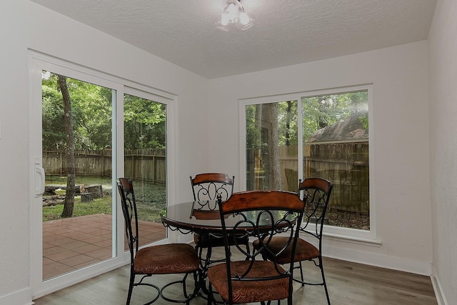 3 Meadow Beauty, The Woodlands, TX 77381 - dining area with wood finished floors, healthy amount of natural light, and a textured ceiling