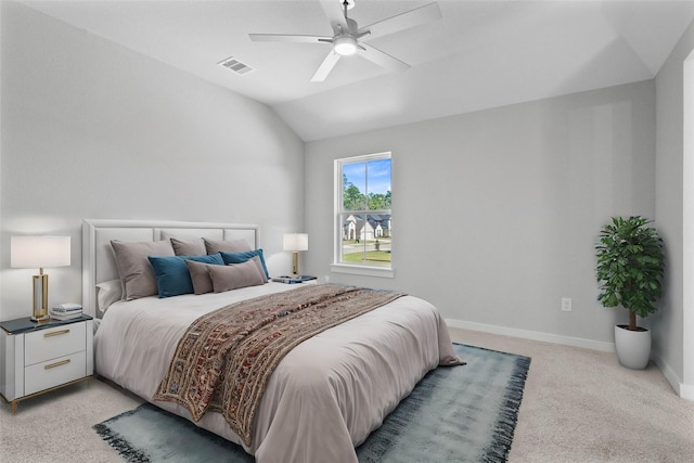 1912 Golden Spruce Ln, Conroe, TX 77301 - bedroom featuring lofted ceiling, light colored carpet, and a ceiling fan