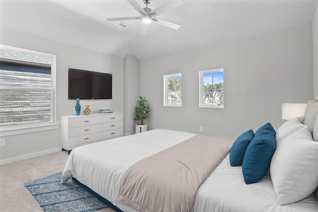 1912 Golden Spruce Ln, Conroe, TX 77301 - carpeted bedroom featuring lofted ceiling and ceiling fan