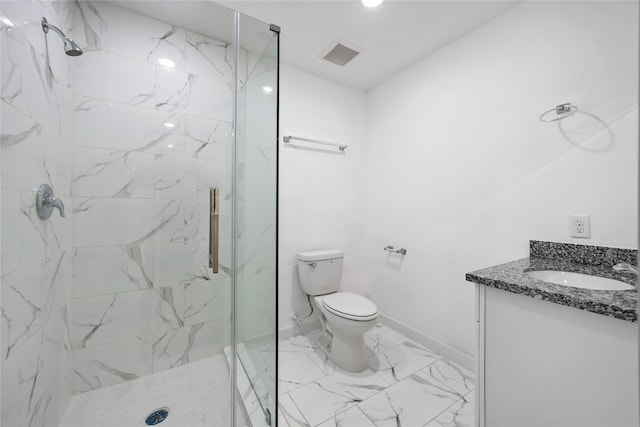 7904 Shotwell St, Houston, TX 77016 - bathroom featuring vanity, a marble finish shower, and marble finish flooring
