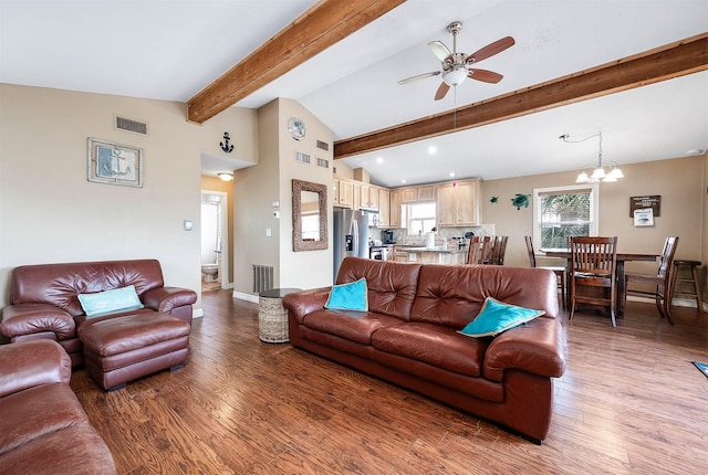 211 Anchor Dr, Freeport, TX 77541 - living area with a ceiling fan, wood finished floors, a chandelier, and recessed lighting