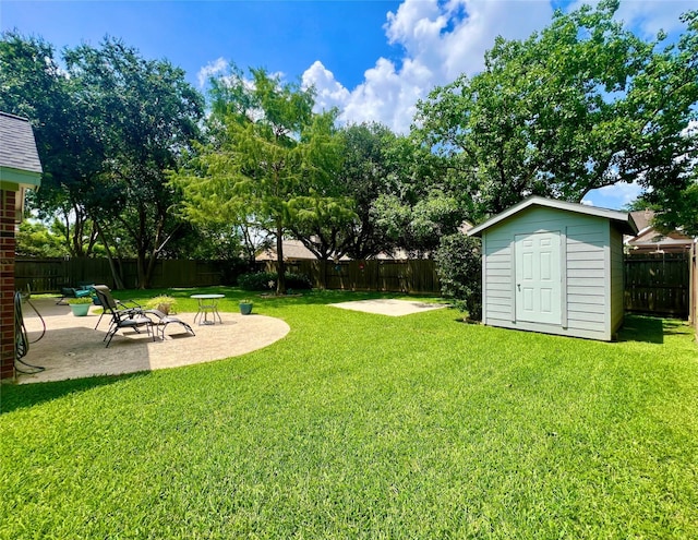 1407 Evening Cloud Ct, Katy, TX 77450 - fenced backyard featuring a patio and a storage shed