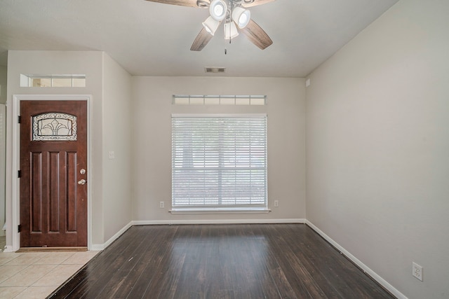 13430 Magnolia Crest Ln, Houston, TX 77070 - foyer with a ceiling fan and wood finished floors