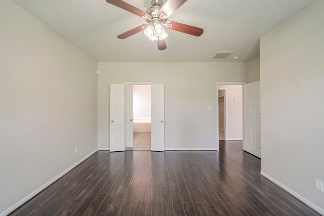 13430 Magnolia Crest Ln, Houston, TX 77070 - unfurnished bedroom with wood finished floors, a ceiling fan, and ensuite bath