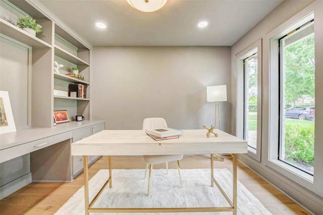2831 Shadowdale Dr, Houston, TX 77043 - office space featuring healthy amount of natural light, light wood finished floors, built in desk, and recessed lighting