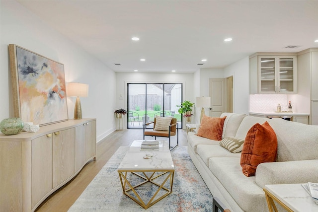 2831 Shadowdale Dr, Houston, TX 77043 - living room featuring light wood-type flooring and recessed lighting