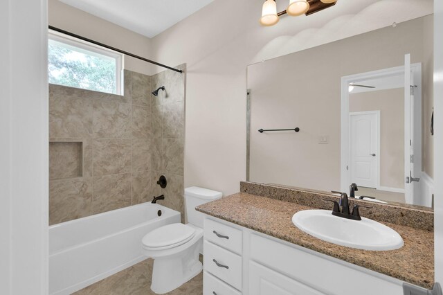 3403 Wooded Ln, Conroe, TX 77301 - bathroom with vanity, shower / bathtub combination, and tile patterned flooring