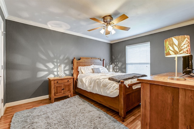 3022 Triway Ln, Houston, TX 77043 - bedroom with light wood-style floors, crown molding, and a ceiling fan