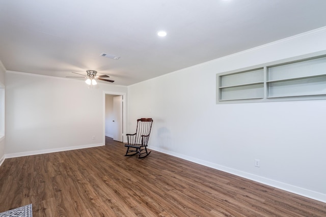 2007 Lamonte Ln, Houston, TX 77018 - unfurnished room featuring a ceiling fan, wood finished floors, recessed lighting, and ornamental molding