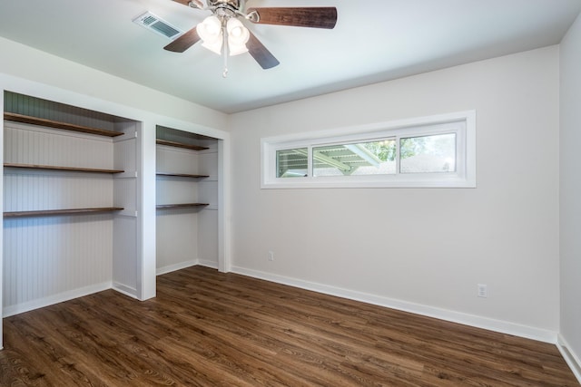 2007 Lamonte Ln, Houston, TX 77018 - unfurnished bedroom featuring dark wood finished floors and ceiling fan