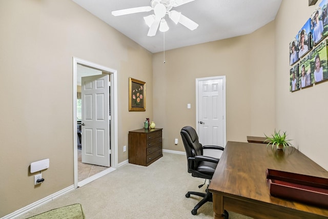 7826 Camden Hollow Ln, Humble, TX 77396 - office area featuring light carpet and a ceiling fan