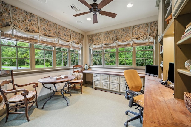 3 E Rivercrest Dr, Houston, TX 77042 - office space featuring ceiling fan, recessed lighting, plenty of natural light, and carpet