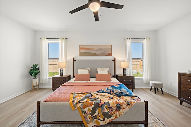10722 Sky Creek Ln, Beasley, TX 77417 - bedroom with light wood-style flooring and a ceiling fan